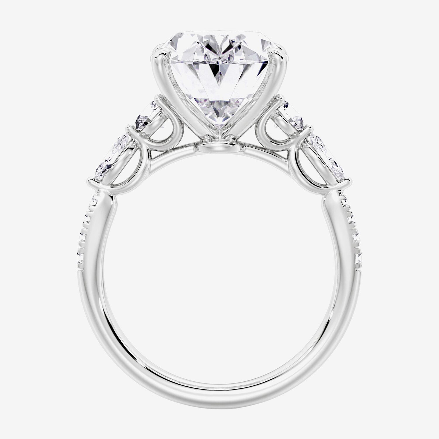 F / Vs2) Womens 1/ Ct. T.W. Lab Grown White Diamond 14K Gold Oval Side Stone Engagement Ring