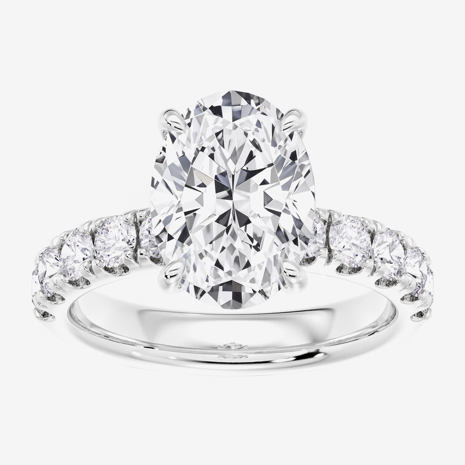 Signature By Modern Bride (F / Vs2) Womens 5 CT. T.W. Lab Grown White Diamond 14K Gold Oval Side Stone Engagement Ring