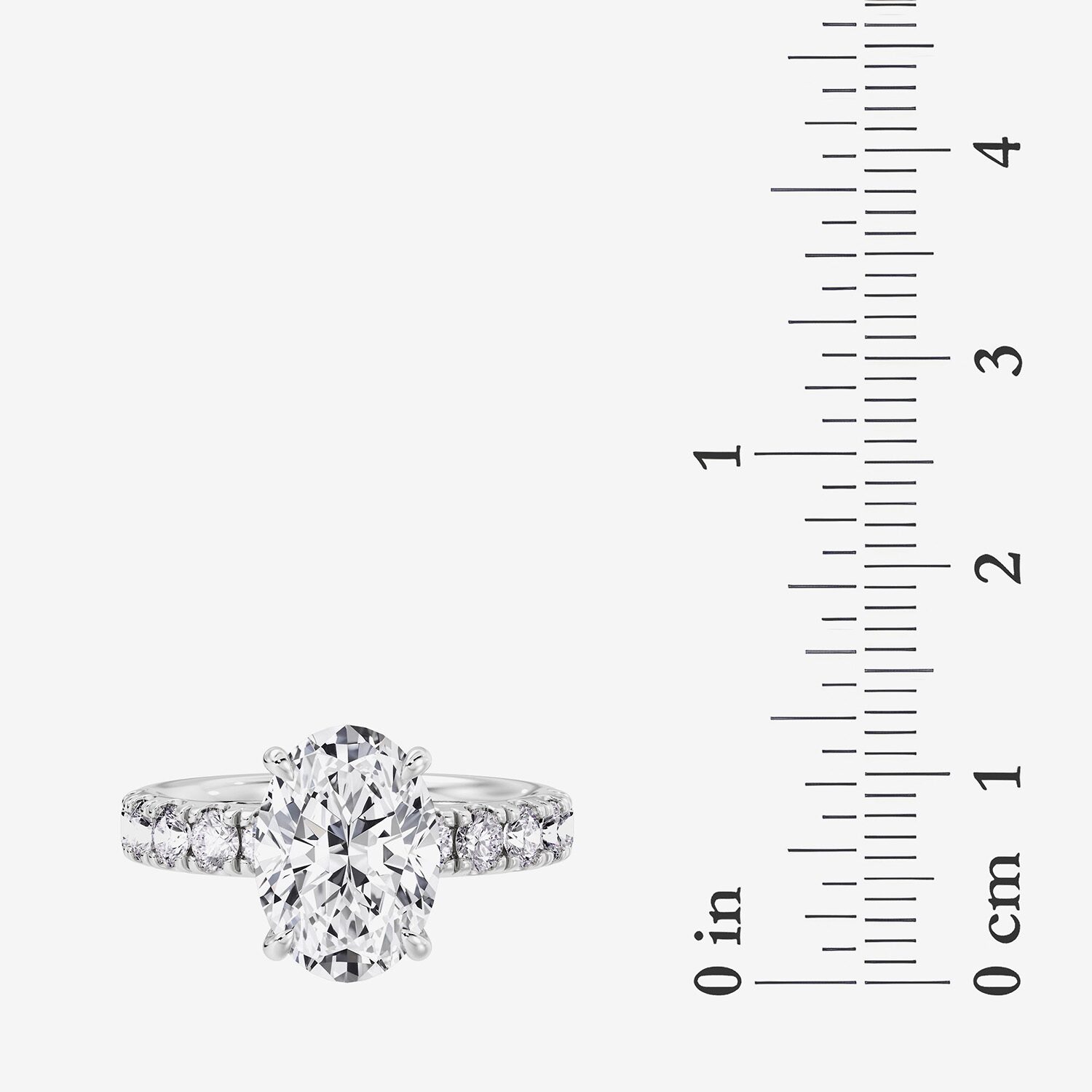 Signature By Modern Bride (F / Vs2) Womens 5 CT. T.W. Lab Grown White Diamond 14K Gold Oval Side Stone Engagement Ring