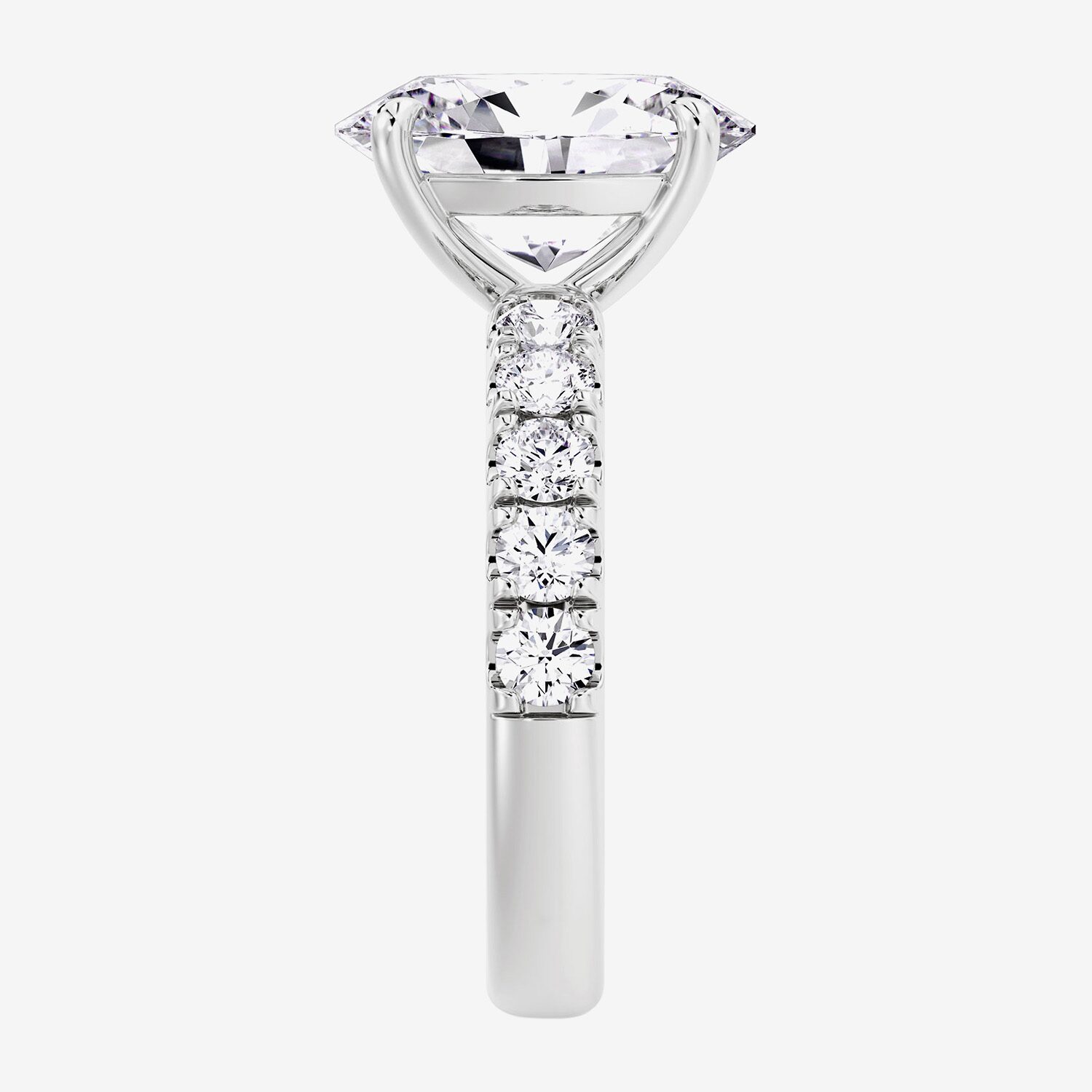Signature By Modern Bride (F / Vs2) Womens 5 CT. T.W. Lab Grown White Diamond 14K Gold Oval Side Stone Engagement Ring