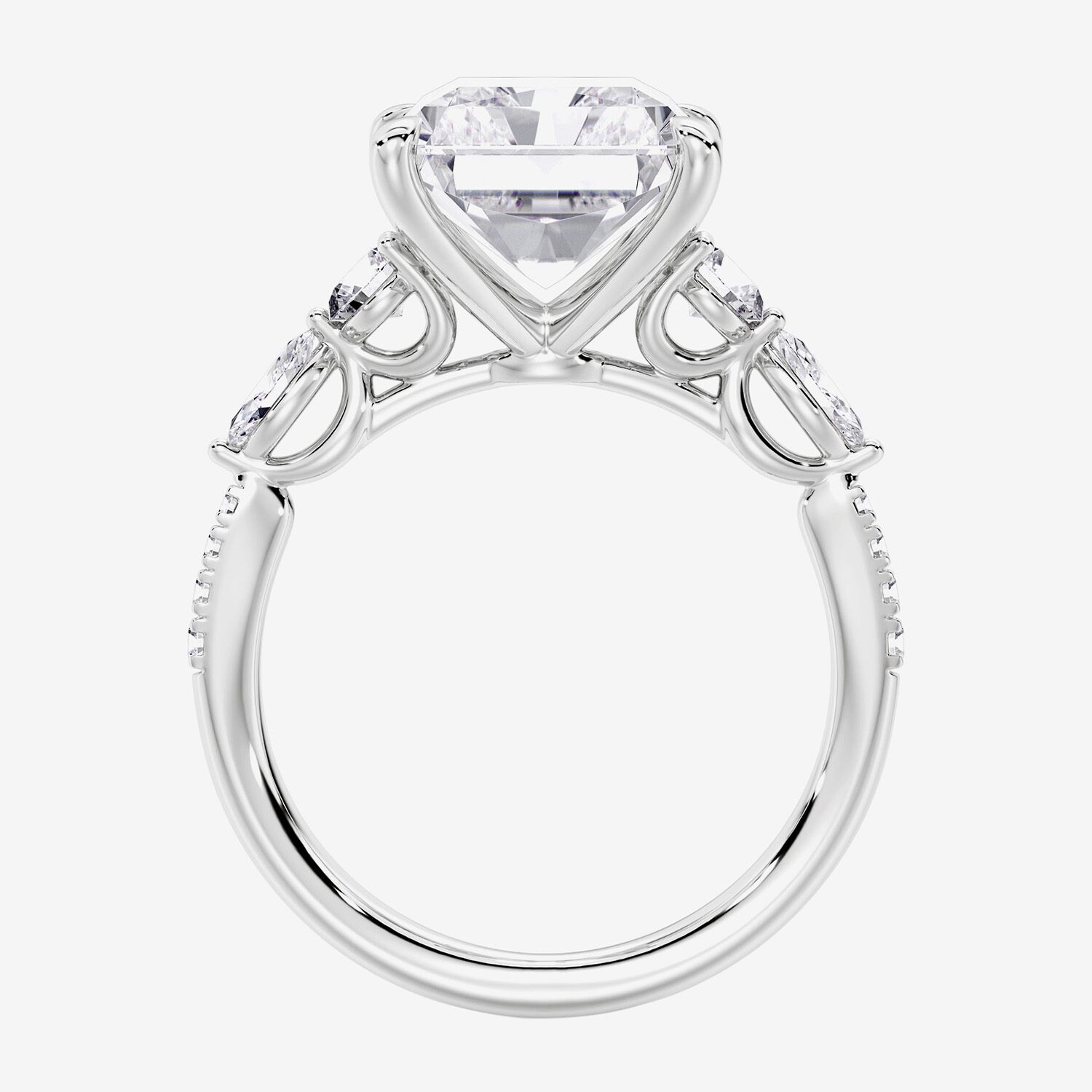 (F / Vs2) Womens 6 1/2 Ct. T.W. Lab Grown White Diamond 14K Gold Rectangular Side Stone Engagement Ring
