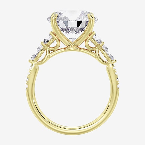 (F / Vs2) Womens 6 1/2 Ct. T.W. Lab Grown White Diamond 14K Gold Round Side Stone Engagement Ring