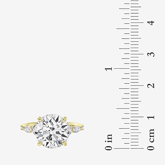 (F / Vs2) Womens 6 1/2 Ct. T.W. Lab Grown White Diamond 14K Gold Round Side Stone Engagement Ring