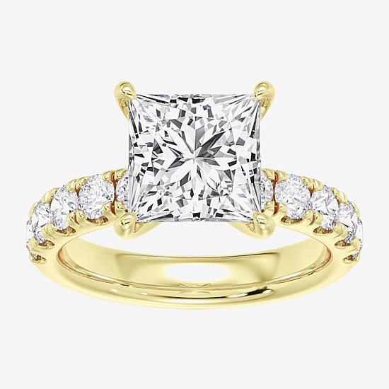 Signature By Modern Bride (F / Vs2) Womens 5 CT. T.W. Lab Grown White Diamond 14K Gold Side Stone Engagement Ring