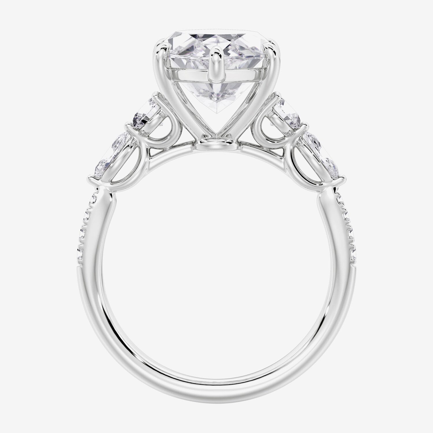 F / Vs2) Womens 1/ Ct. T.W. Lab Grown White Diamond 14K Gold Marquise Side Stone Engagement Ring