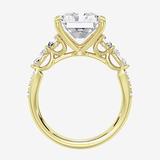 (F / Vs2) Womens 6 1/2 Ct. T.W. Lab Grown White Diamond 14K Gold Rectangular Side Stone Engagement Ring