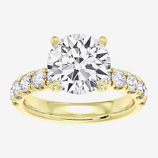 Signature By Modern Bride (F / Vs2) Womens 5 CT. T.W. Lab Grown White Diamond 14K Gold Round Side Stone Engagement Ring