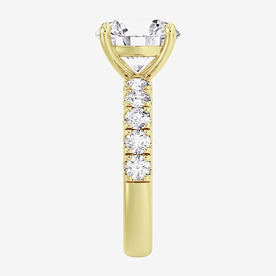 Signature By Modern Bride (F / Vs2) Womens 5 CT. T.W. Lab Grown White Diamond 14K Gold Round Side Stone Engagement Ring