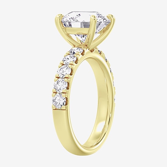 Signature By Modern Bride (F / Vs2) Womens 5 CT. T.W. Lab Grown White Diamond 14K Gold Round Side Stone Engagement Ring