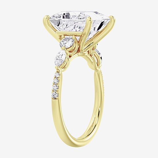 (F / Vs2) Womens 6 1/2 Ct. T.W. Lab Grown White Diamond 14K Gold Side Stone Engagement Ring