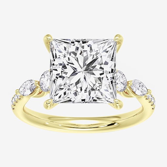 (F / Vs2) Womens 6 1/2 Ct. T.W. Lab Grown White Diamond 14K Gold Side Stone Engagement Ring