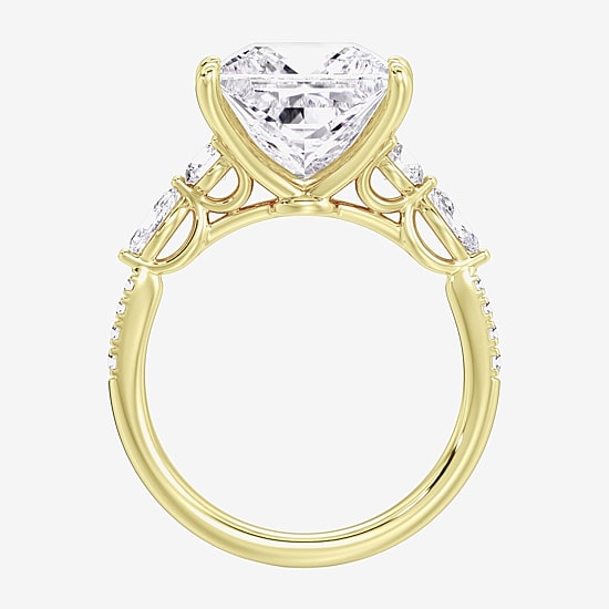 (F / Vs2) Womens 6 1/2 Ct. T.W. Lab Grown White Diamond 14K Gold Side Stone Engagement Ring