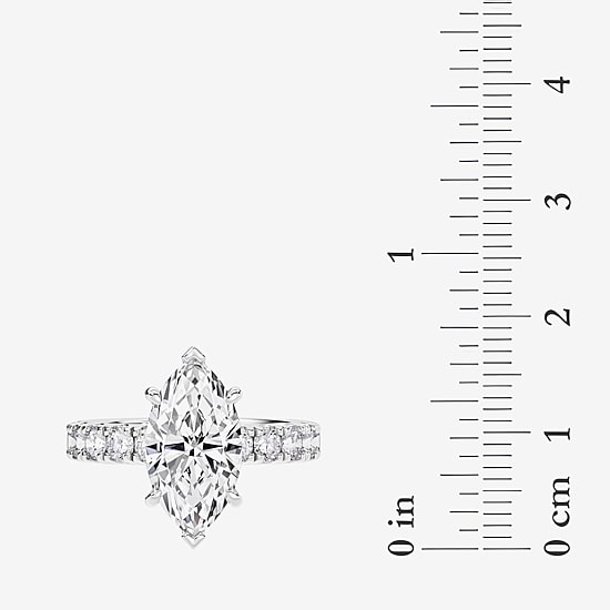Signature By Modern Bride (F / Vs2) Womens 5 CT. T.W. Lab Grown White Diamond 14K Gold Marquise Side Stone Engagement Ring