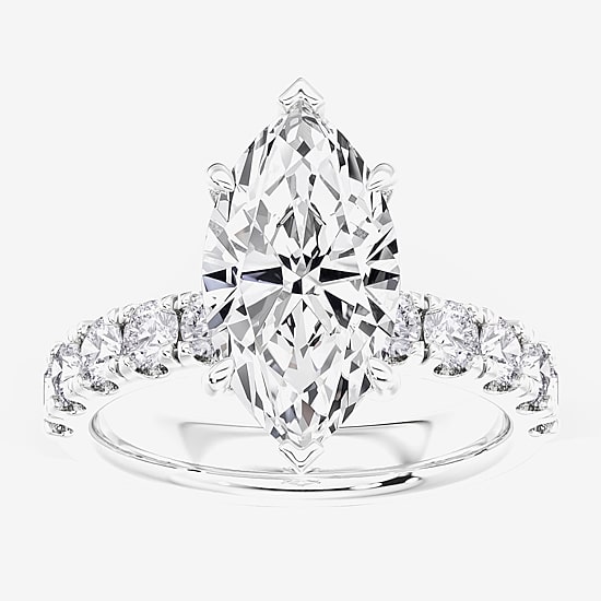 Signature By Modern Bride (F / Vs2) Womens 5 CT. T.W. Lab Grown White Diamond 14K Gold Marquise Side Stone Engagement Ring