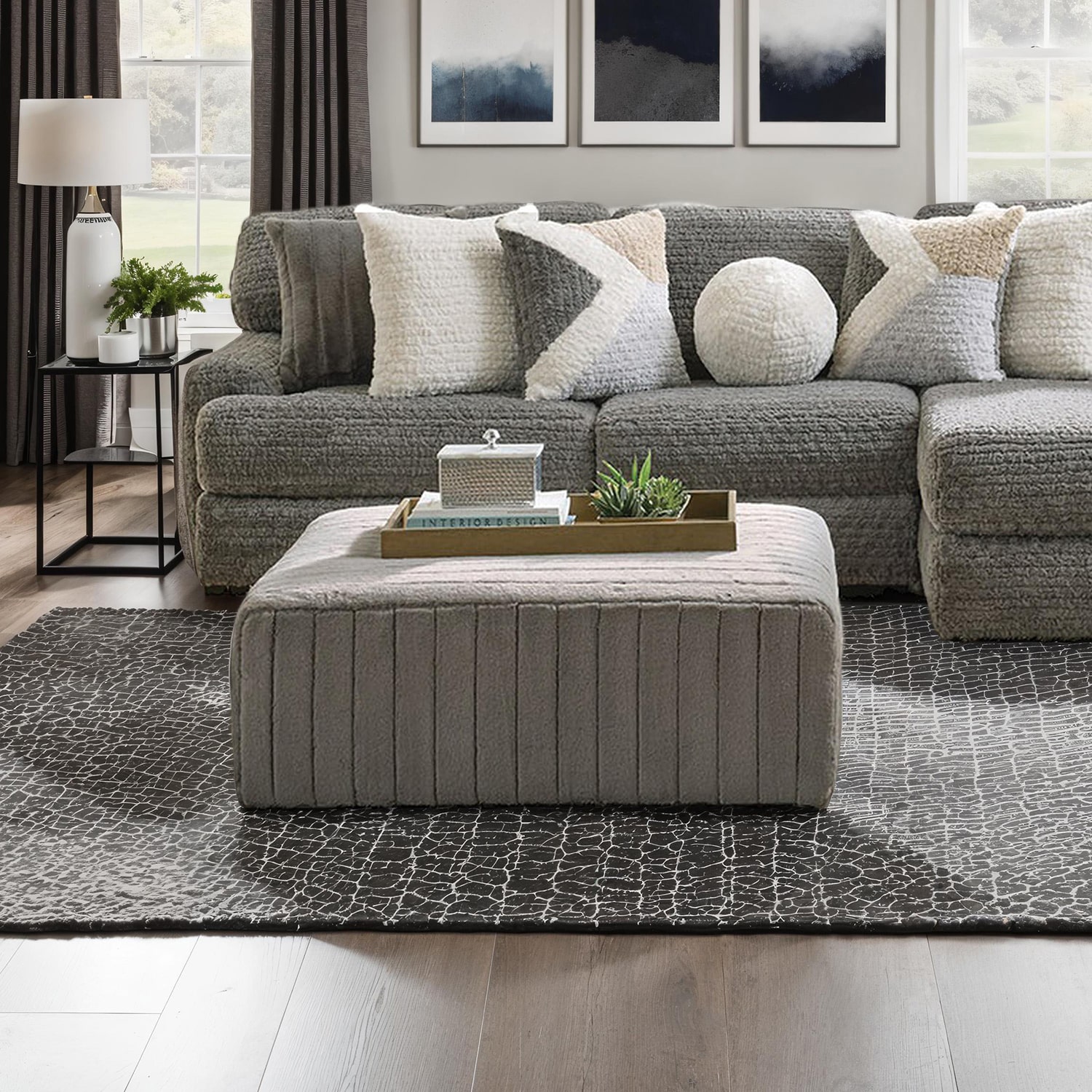 Furniture of America™  RINO Ottoman in Charcoal