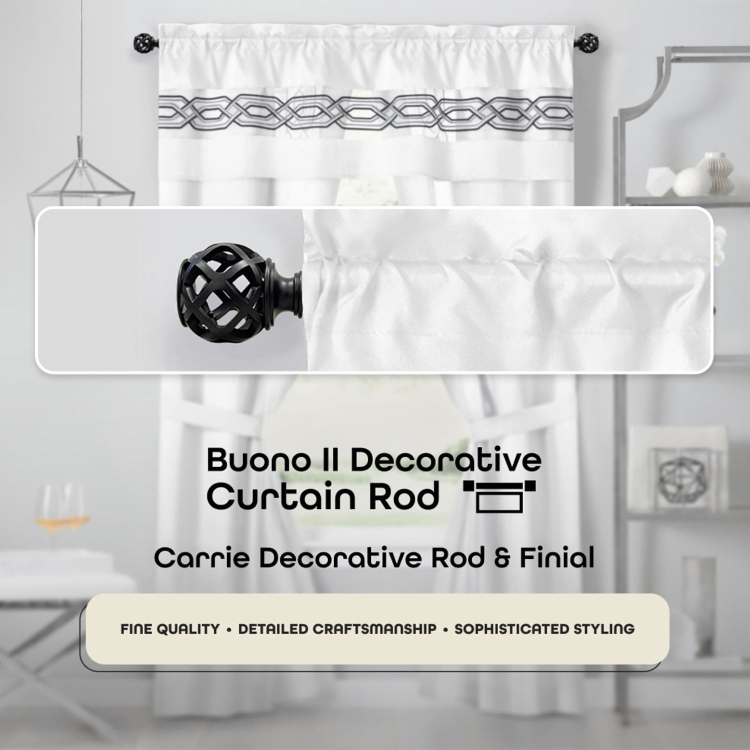 Achim Carrie ¾ Adjustable 3/4 Curtain Rod