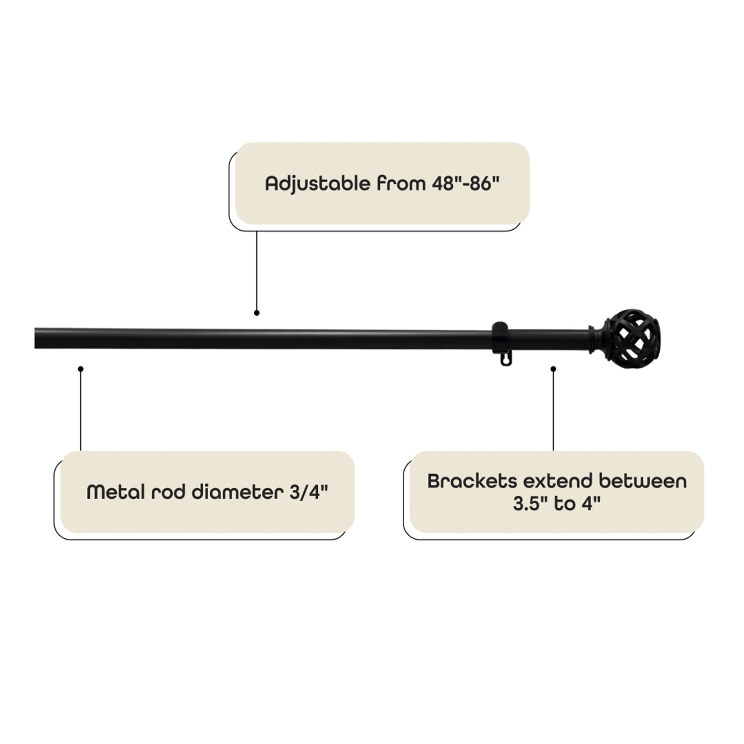 Achim Carrie ¾ Adjustable 3/4 Curtain Rod