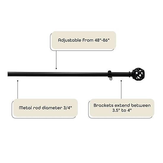Achim Carrie Adjustable 3/4 IN Curtain Rod