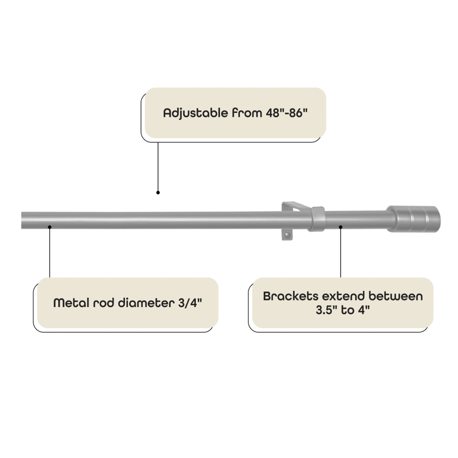 Achim Cole ¾ Adjustable 3/4 Curtain Rod