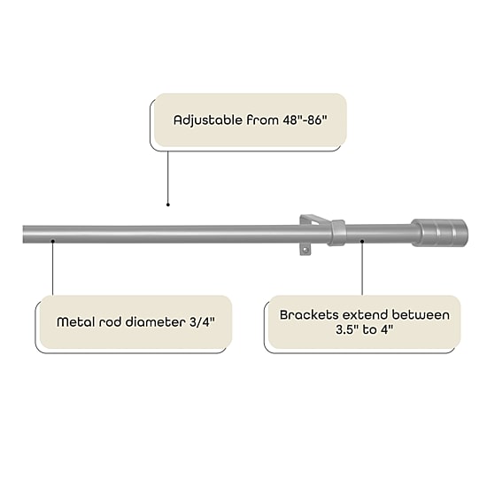 Achim Cole Adjustable 3/4 IN Curtain Rod