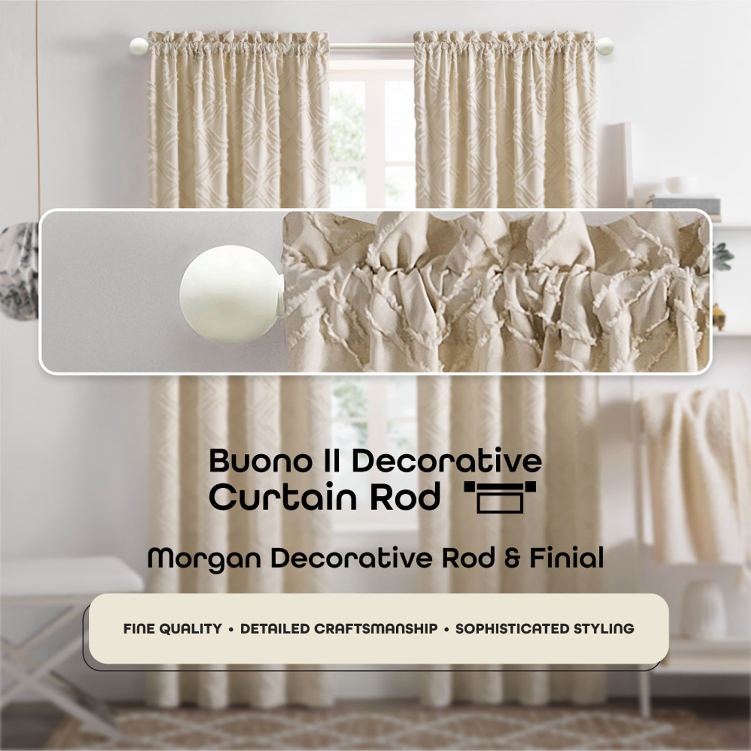 Achim Morgan White Adjustable 3/4 Curtain Rod