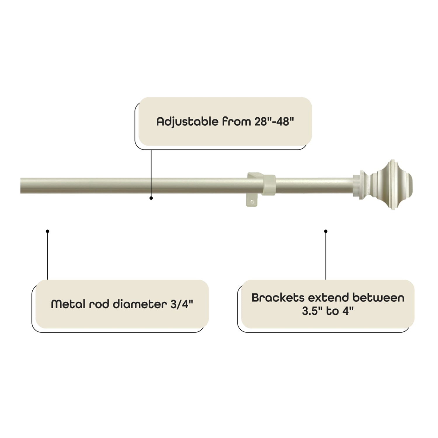 Achim Ryder Adjustable 3/4 Curtain Rod