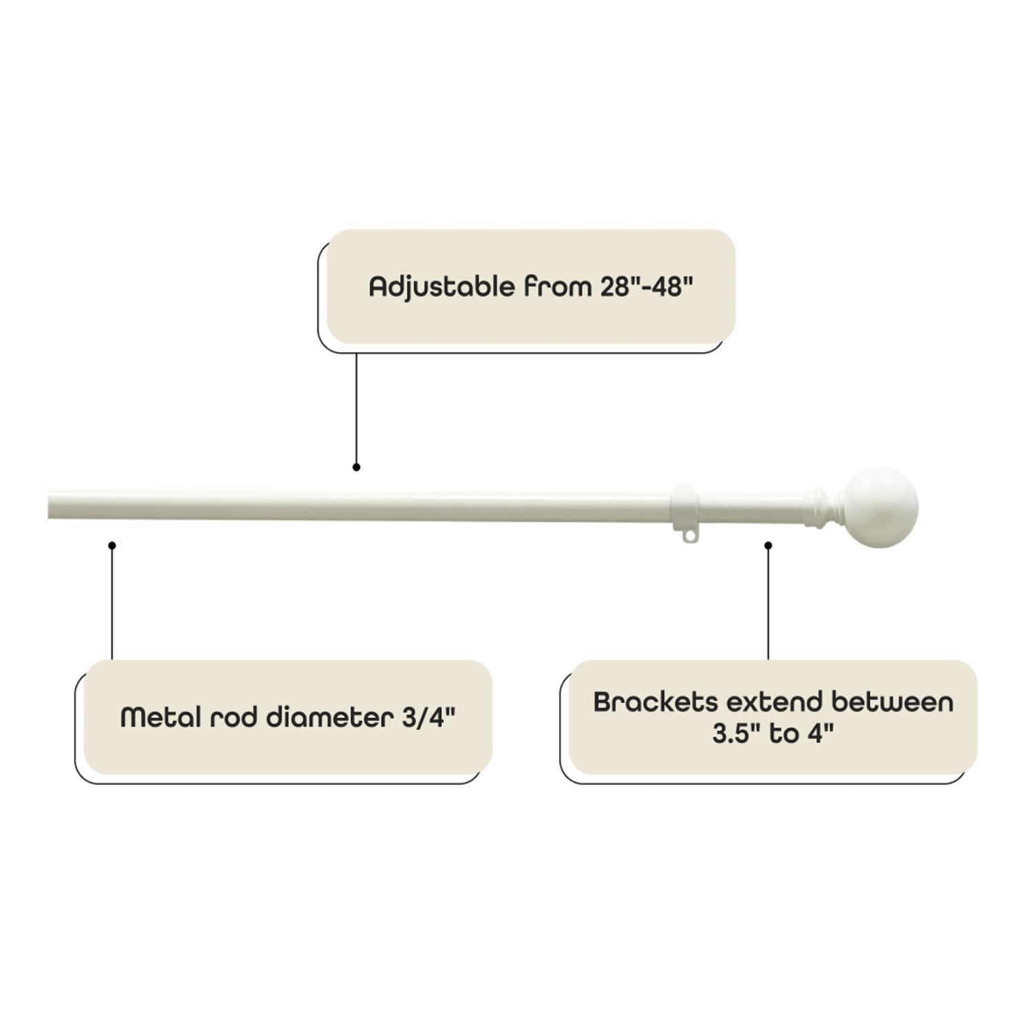 Achim Morgan White Adjustable 3/4 Curtain Rod