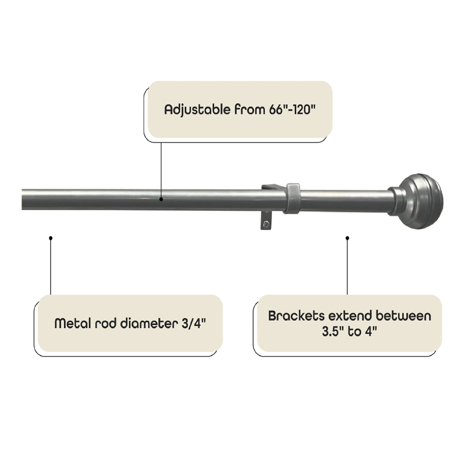 Achim Hayden Adjustable 3/4 Curtain Rod
