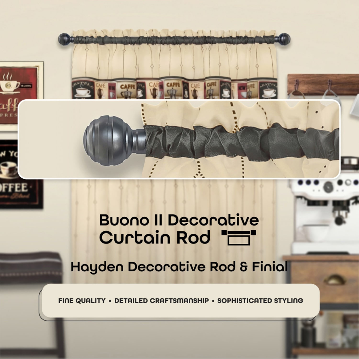 Achim Hayden Adjustable 3/4 Curtain Rod