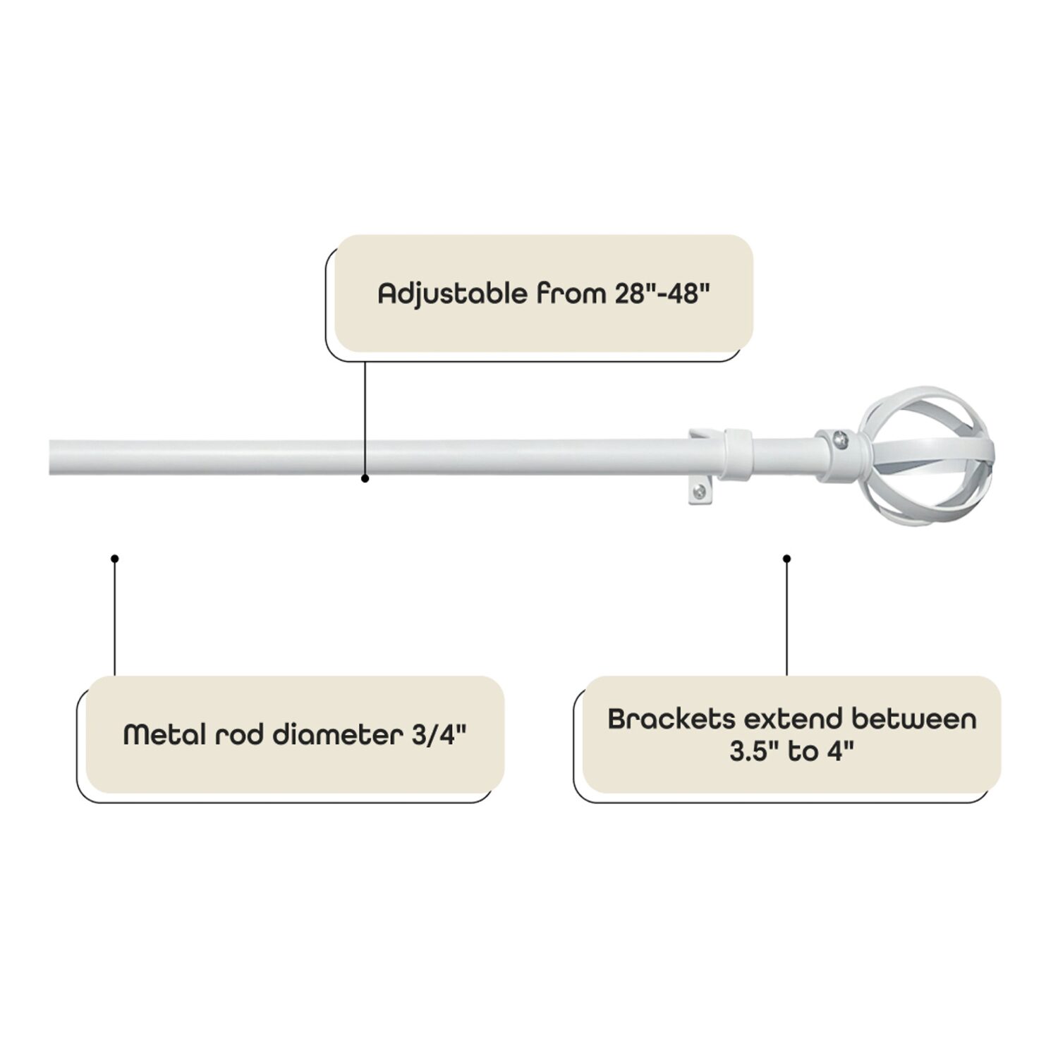 Achim Halo Adjustable 3/4 Curtain Rod