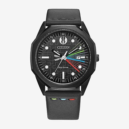 Citizen Star Wars Mens Black Leather Strap Watch Bm7498-00w