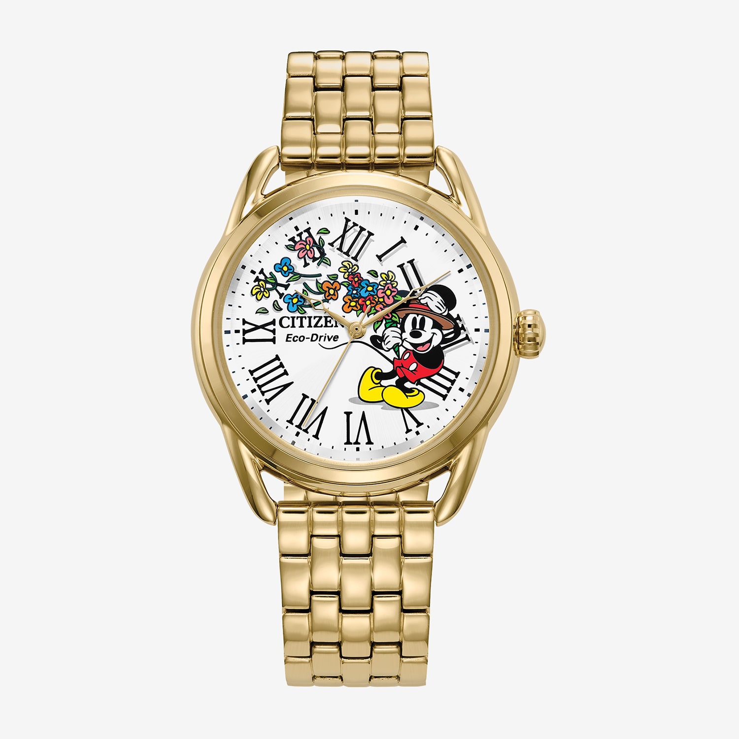 Citizen Mickey and Friends Mickey Mouse Womens Gold Tone Stainless Steel Bracelet Watch Fe7093-57w