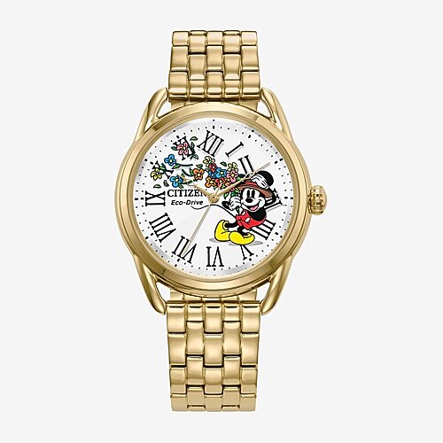 Citizen Mickey and Friends Mickey Mouse Womens Gold Tone Stainless Steel Bracelet Watch Fe7093-57w, One Size
