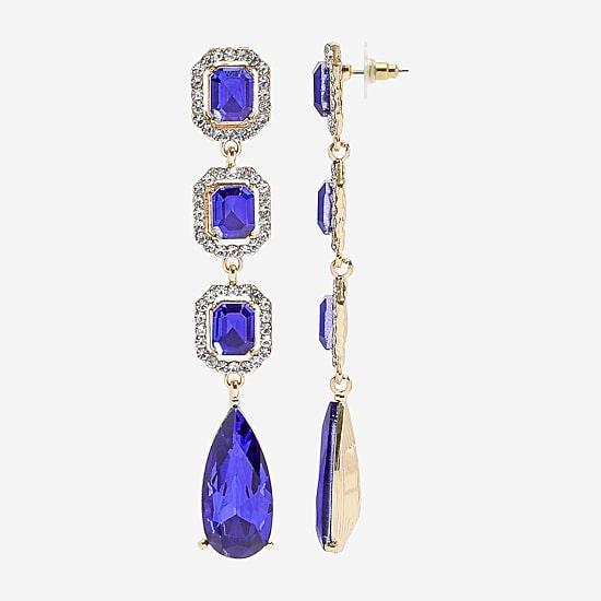 Bijoux Bar Womens Blue Glass Drop Earrings