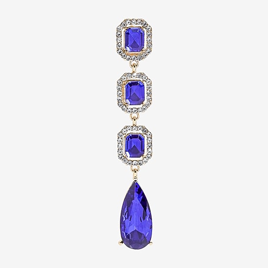 Bijoux Bar Womens Blue Glass Drop Earrings