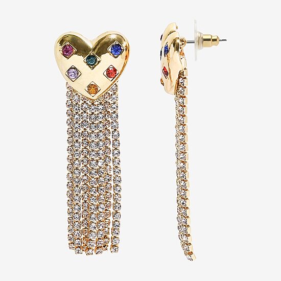 Bijoux Bar Womens Heart Drop Earrings