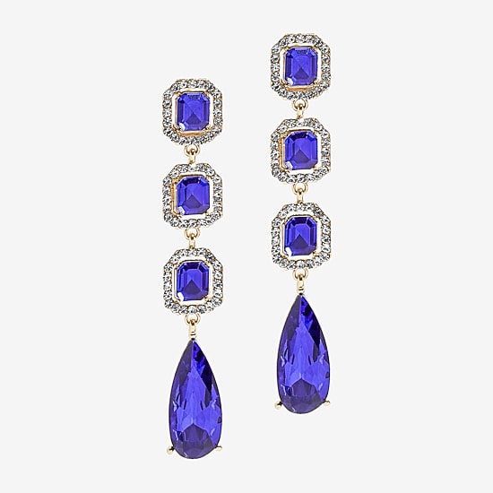 Bijoux Bar Womens Blue Glass Drop Earrings