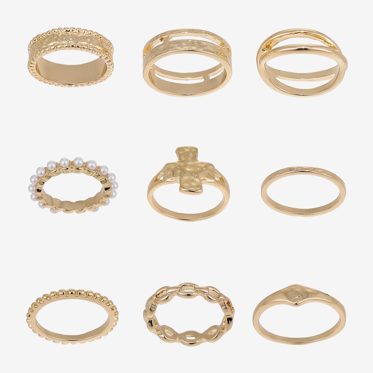 Forever 21 Womens 3-3.5mm White Cross Ring Set