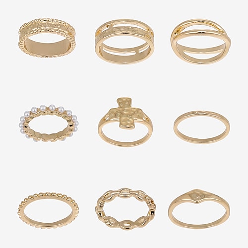 Forever 21 Womens 3-3.5mm White Cross Ring Set In Yellow