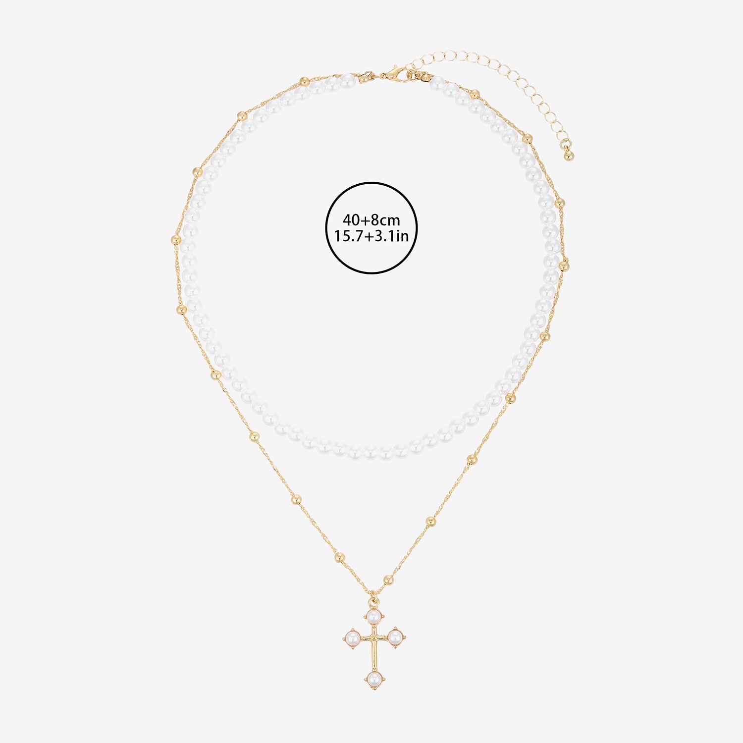 Forever 21 Womens White 6mm Cross 2-pc. Necklace Set