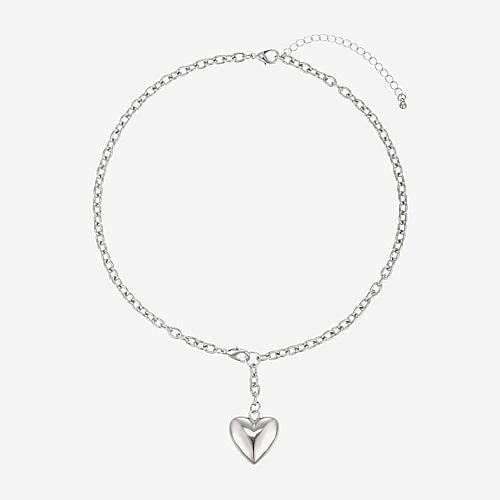 Forever 21 Womens Heart 18 Inch Pendant Necklace In Silver