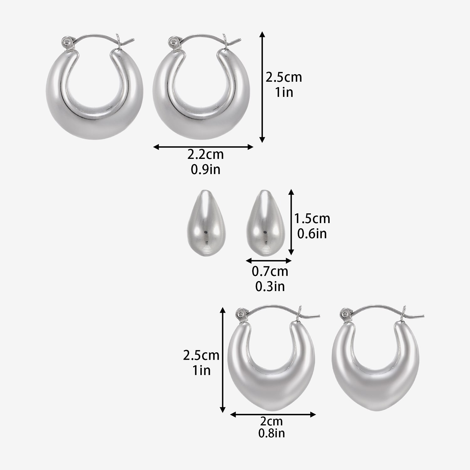 Forever 21 Womens 3-pc. Earring Set