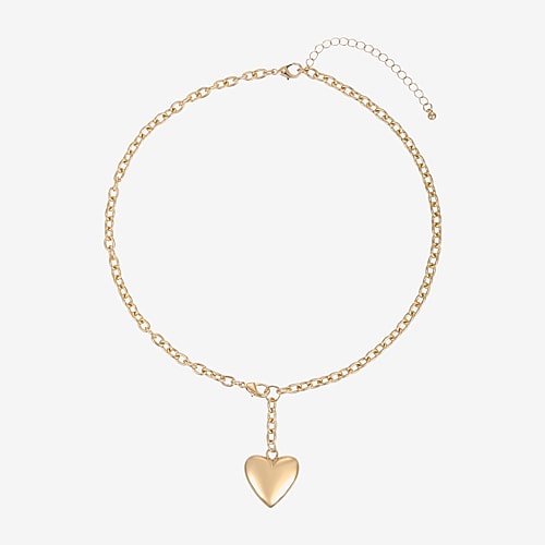Forever 21 Womens Heart 18 Inch Pendant Necklace In Yellow