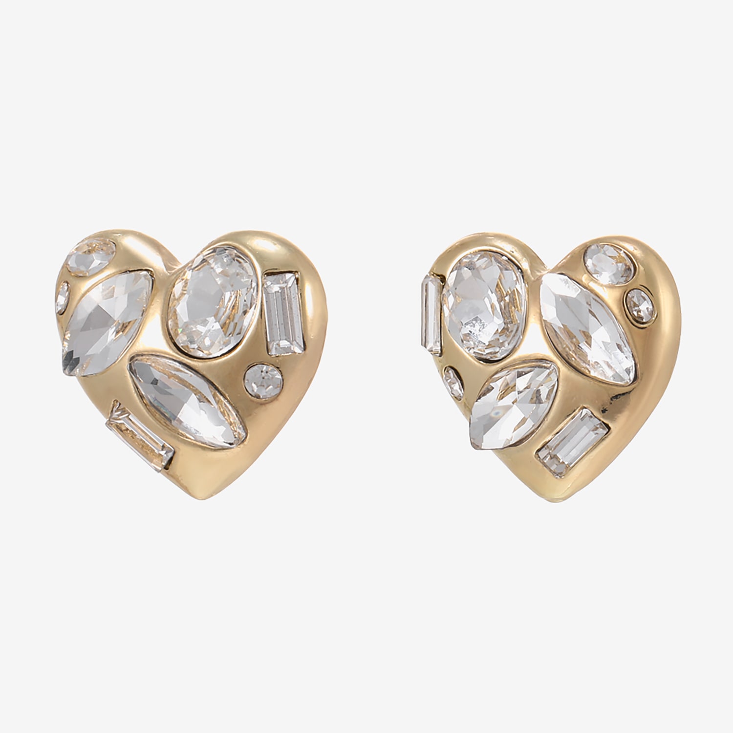 Forever 21 Forever21 Glass 26.5mm Heart Stud Earrings