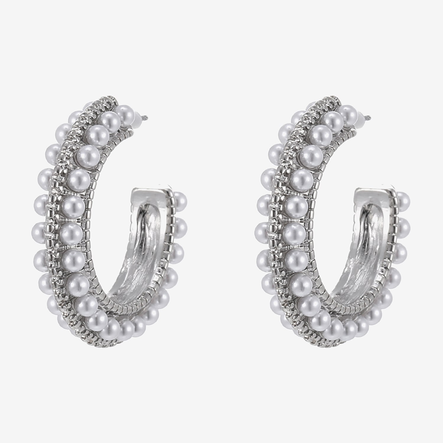 Forever 21 Womens Simulated Simulated Pearl 32mm Hoop Earrings