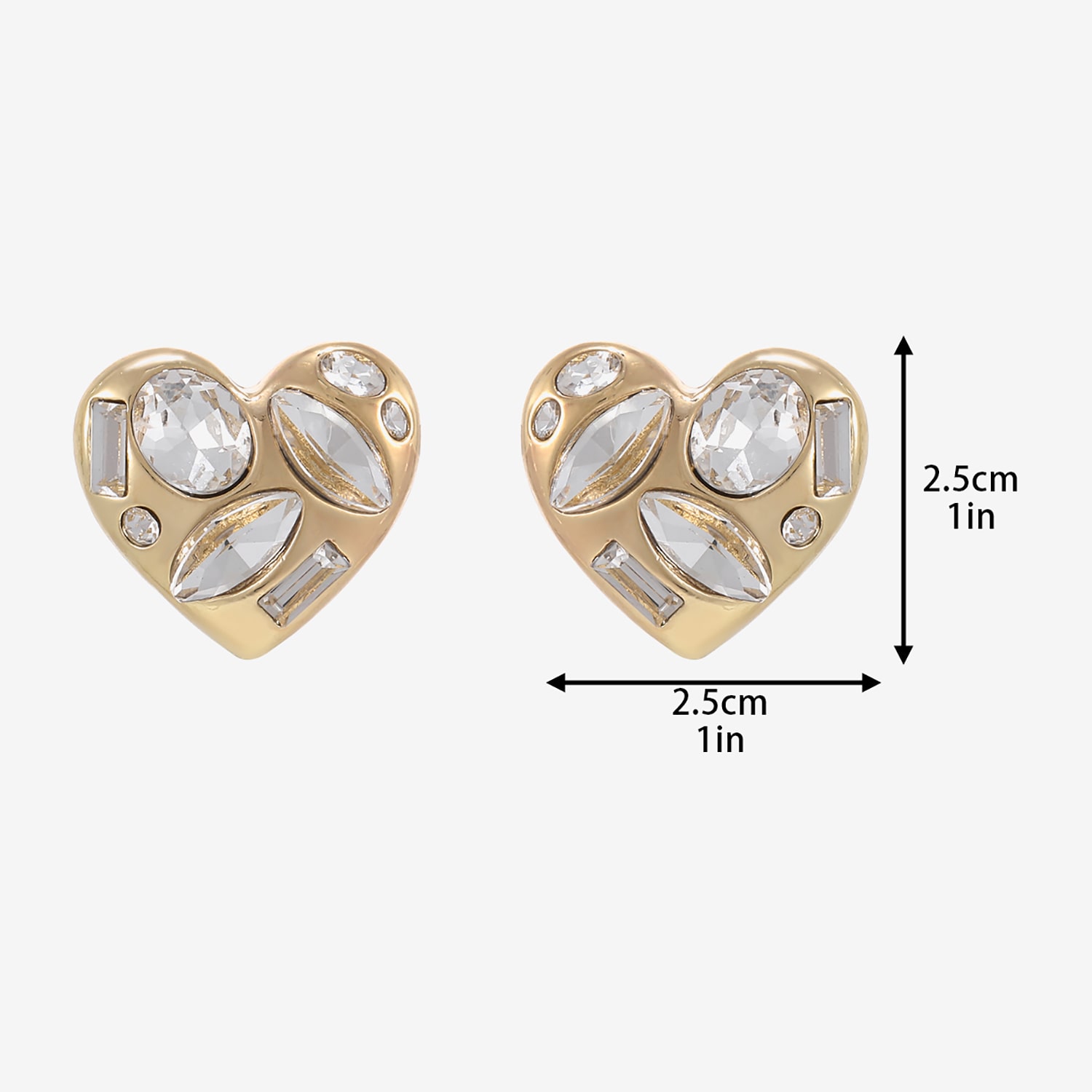 Forever 21 Forever21 Glass 26.5mm Heart Stud Earrings