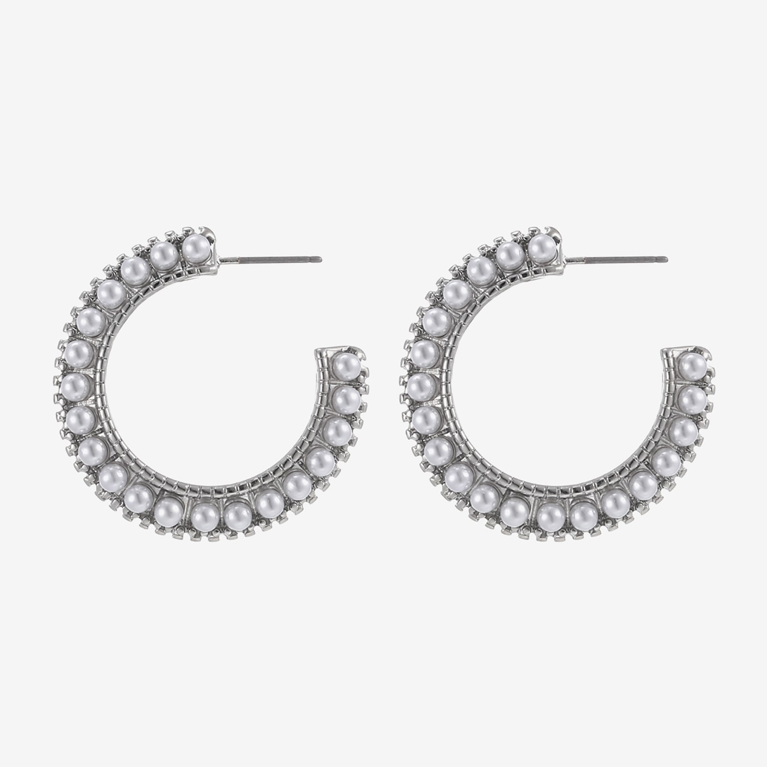Forever 21 Womens Simulated Simulated Pearl 32mm Hoop Earrings