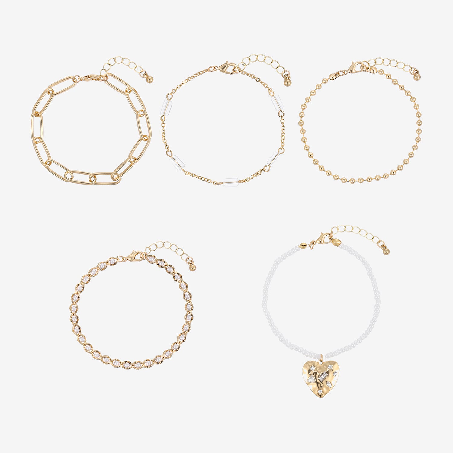 Forever 21 Womens 5-pc. Multi Color Crystal Bracelet Set