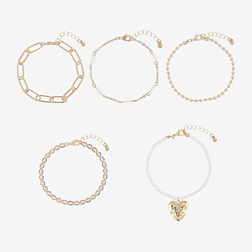 Forever 21 Womens 5-pc. Multi Color Crystal Bracelet Set In Yellow