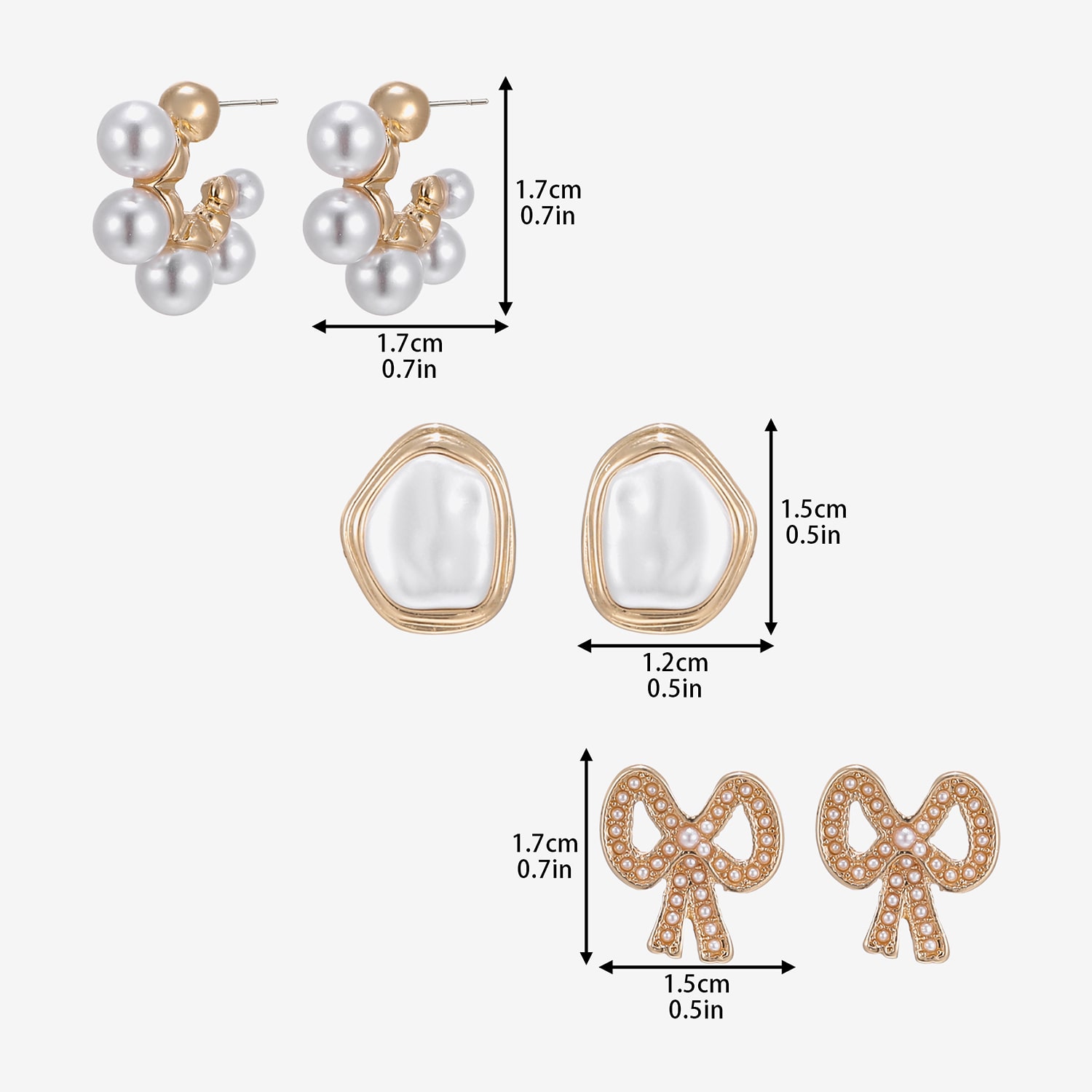 Forever 21 Womens Simulated White Simulated Pearl Bow 3-pc. Earring Set
